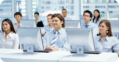 Classroom with online learners